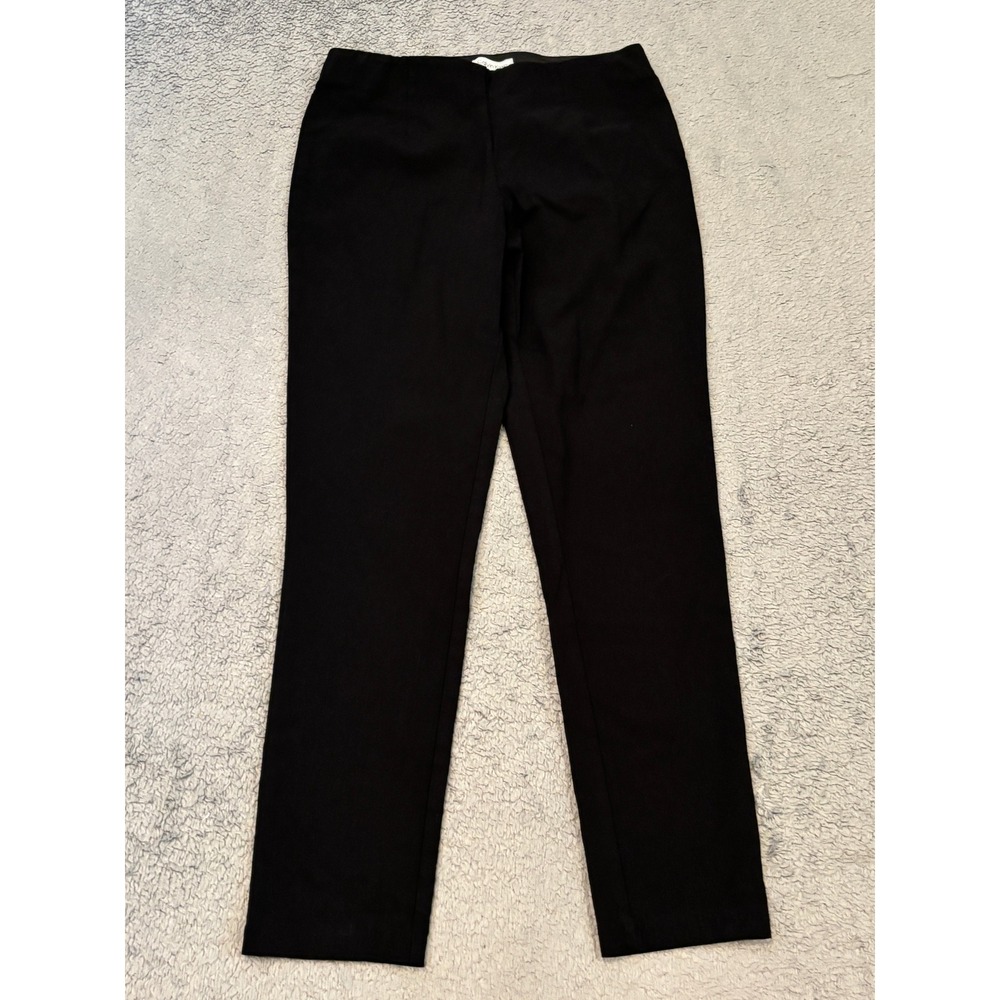 Calvin Klein Womens Black Pull On Dress Pants Size 10 Straight Leg Elastic Waist